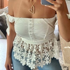 White lace corset style top from Intermix Boutique